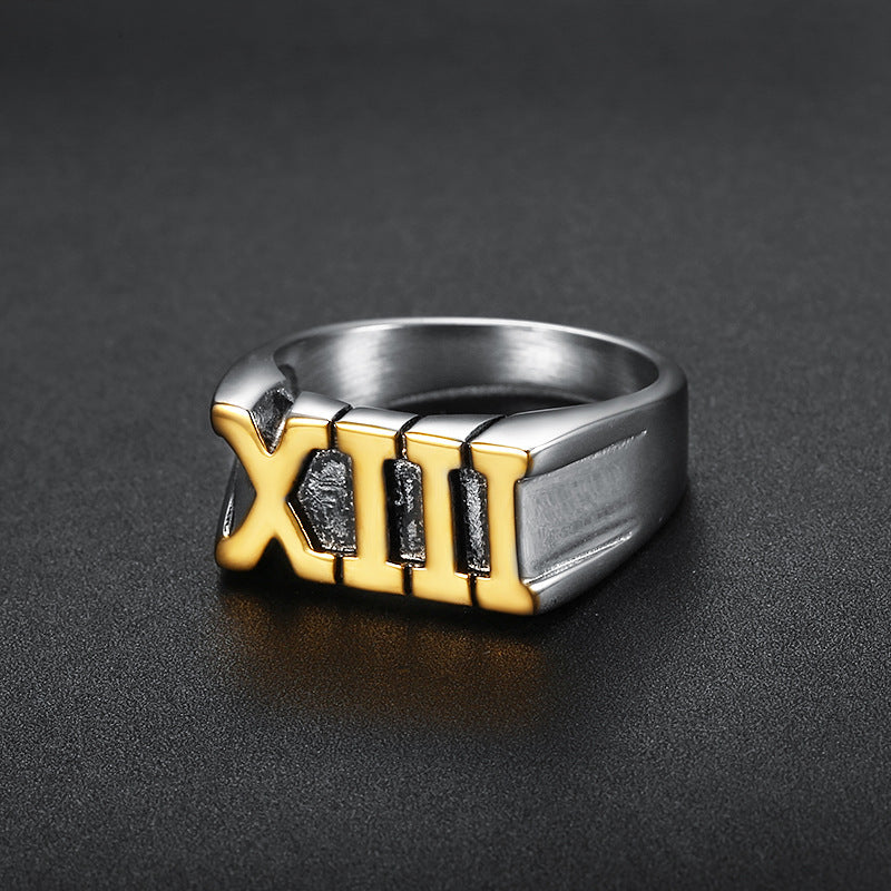 Stainless Steel Roman Numeral XIII Ring Set - MERGE.DAY.1.FREESTYLE