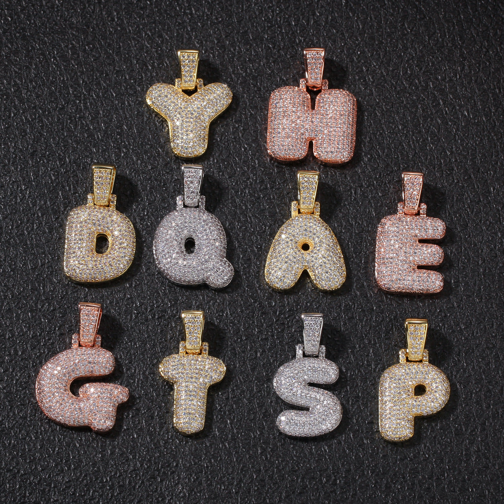 Hip-Hop Zircon English 26 Letters Micropaved Pendant - MERGE.DAY.1.FREESTYLE