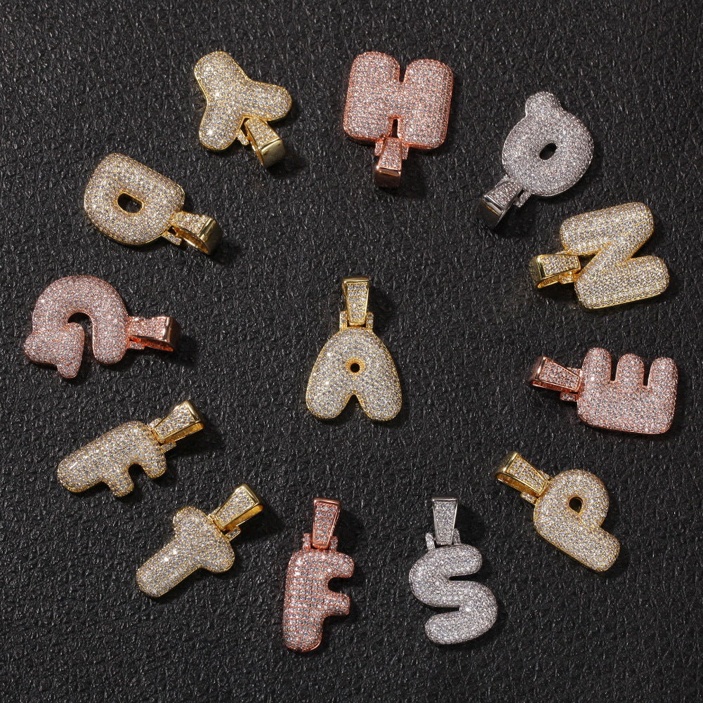 Hip-Hop Zircon English 26 Letters Micropaved Pendant - MERGE.DAY.1.FREESTYLE