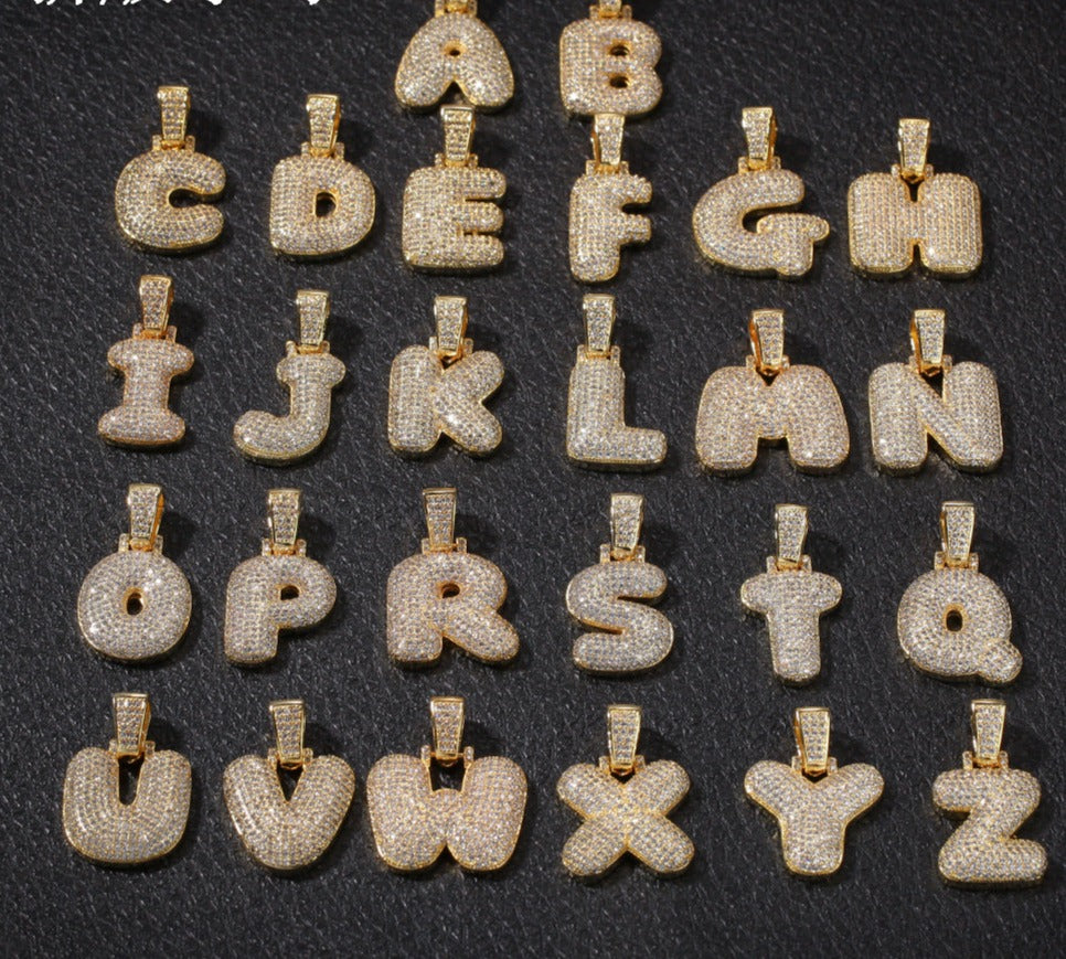 Hip-Hop Zircon English 26 Letters Micropaved Pendant - MERGE.DAY.1.FREESTYLE