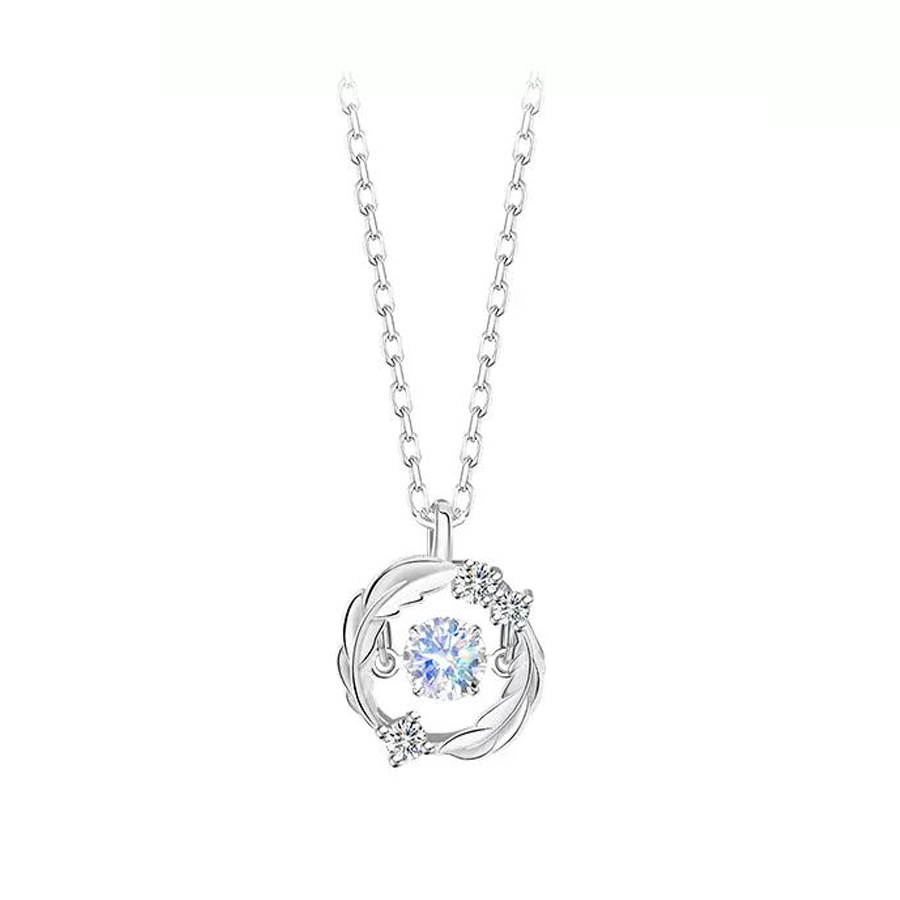 Silver Flash Necklace Feather Beating Heart Moonstone Necklace - MERGE.DAY.1.FREESTYLE