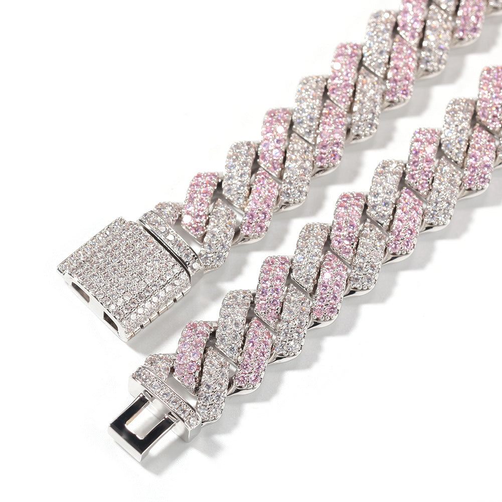 Hip-hop bar-style Cuban zircon-encrusted necklace - MERGE.DAY.1.FREESTYLE