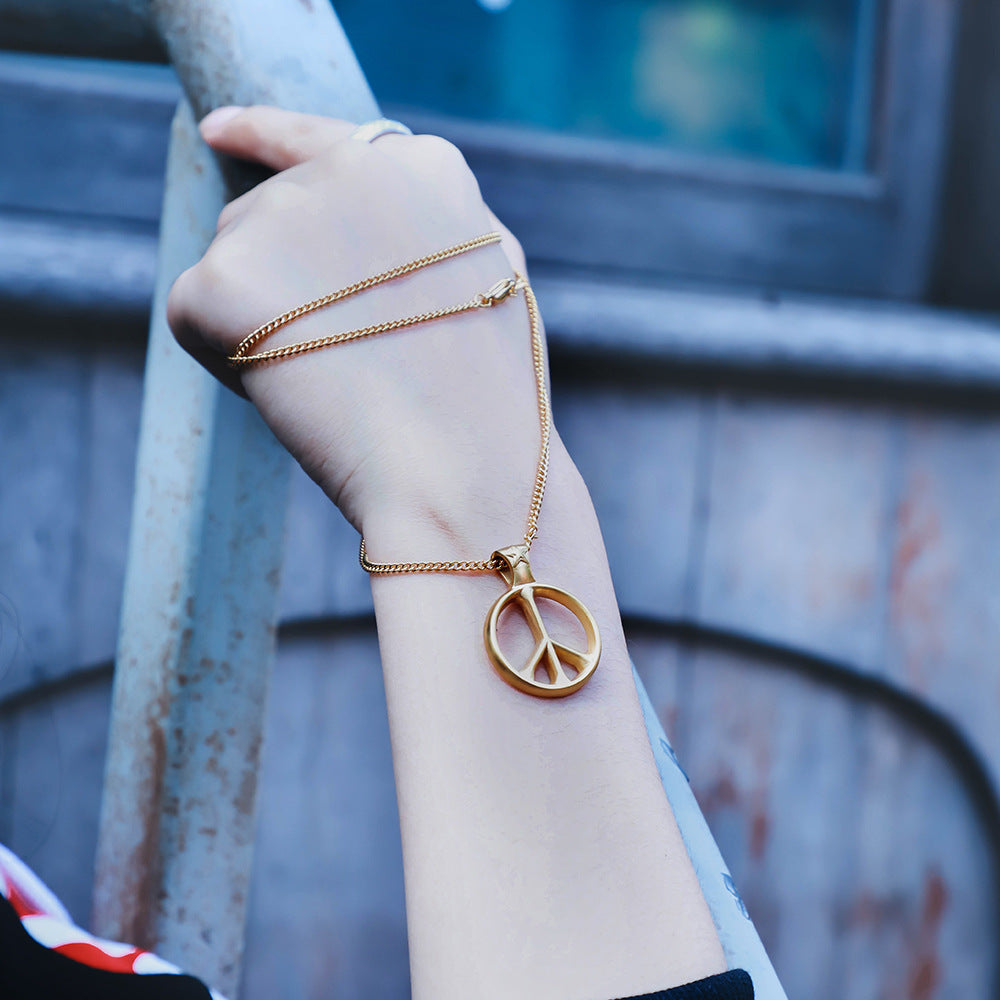 Stainless steel peace sign necklace - MERGE.DAY.1.FREESTYLE
