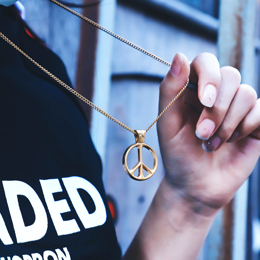 Stainless steel peace sign necklace - MERGE.DAY.1.FREESTYLE