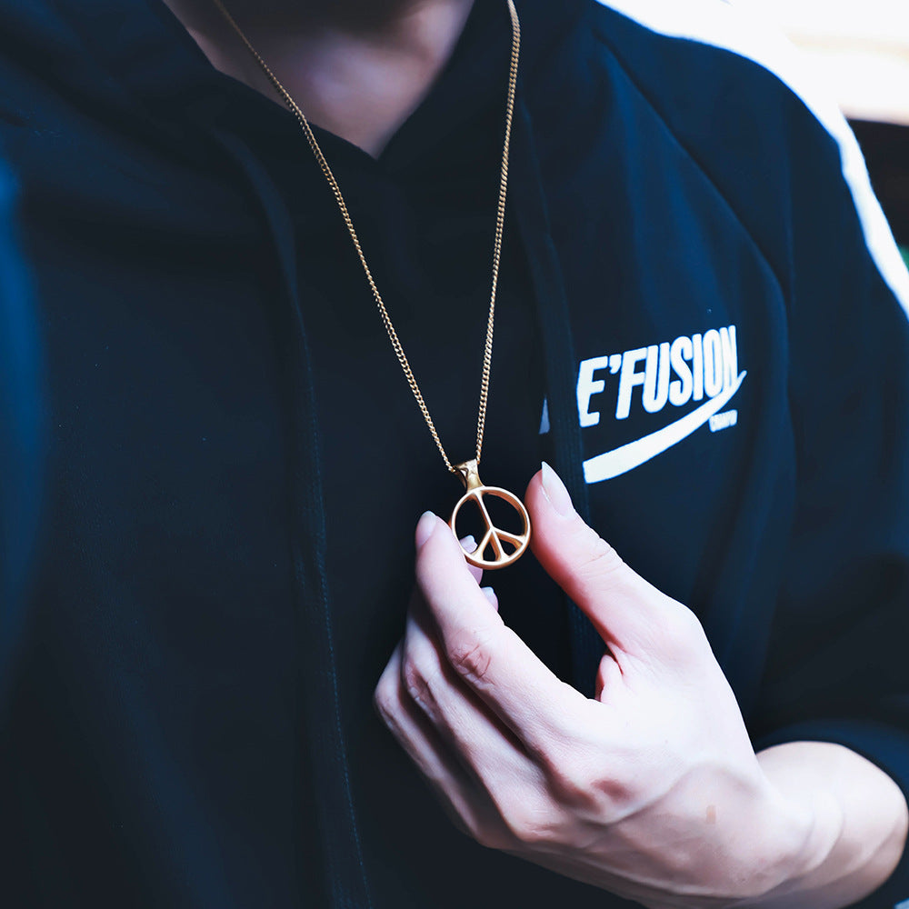 Stainless steel peace sign necklace - MERGE.DAY.1.FREESTYLE