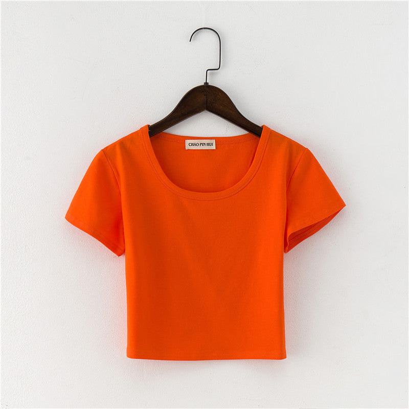 Navel-baring short-sleeved tight-fitting top - MERGE.DAY.1.FREESTYLE