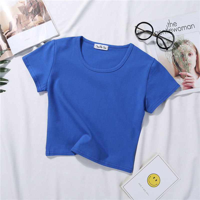 Navel-baring short-sleeved tight-fitting top - MERGE.DAY.1.FREESTYLE