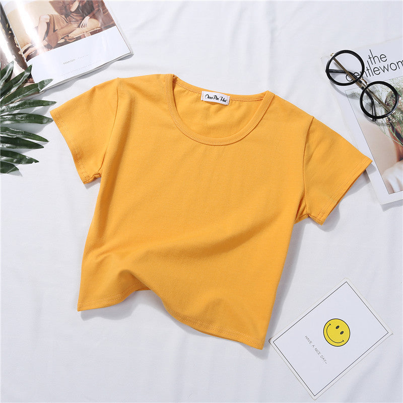 Navel-baring short-sleeved tight-fitting top - MERGE.DAY.1.FREESTYLE