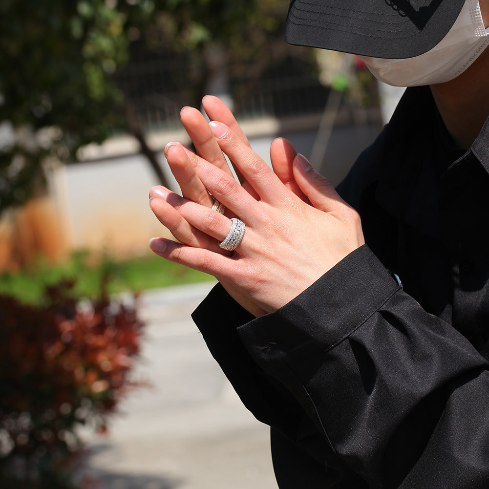 Hip-hop style zircon rotating Cuban ring - MERGE.DAY.1.FREESTYLE