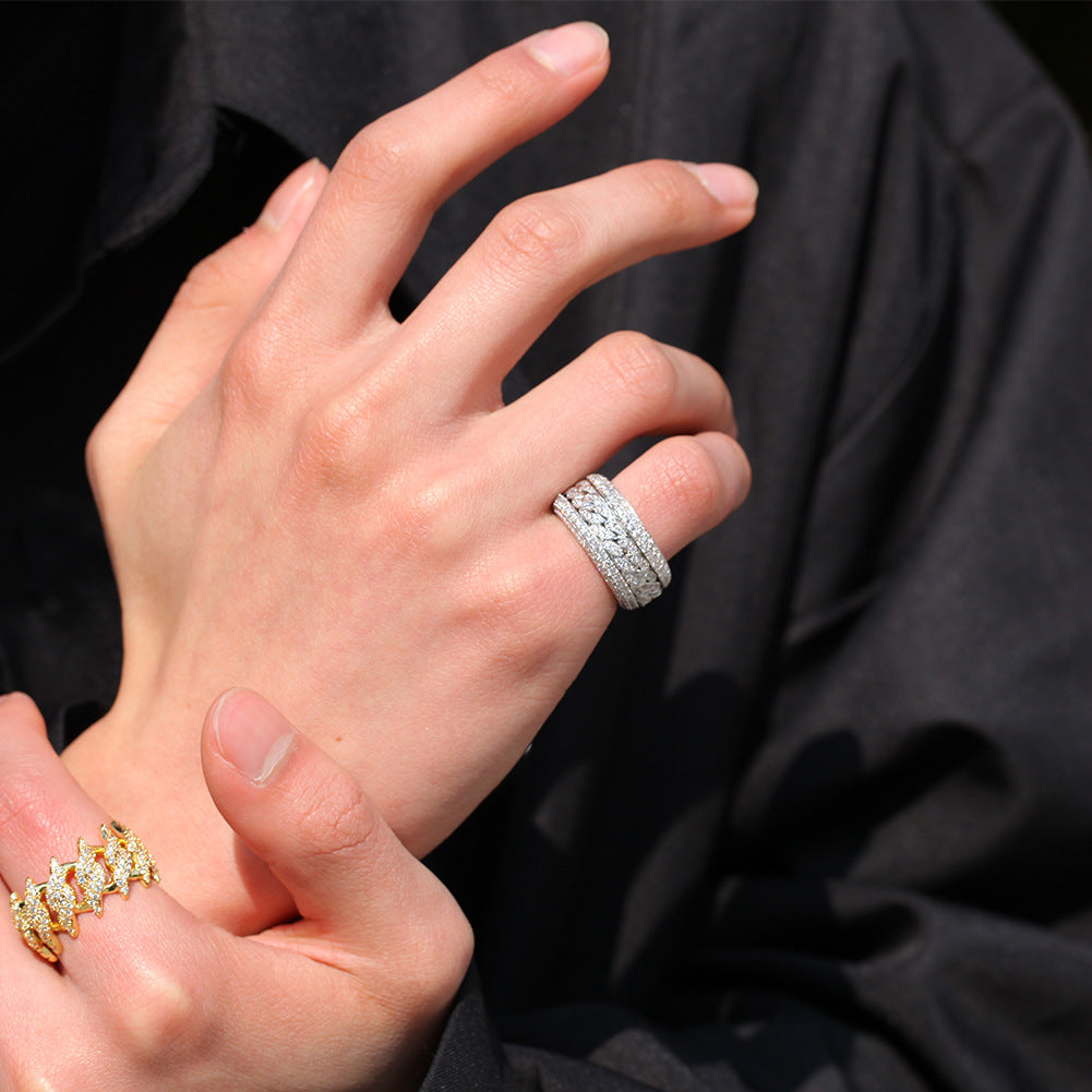 Hip-hop style zircon rotating Cuban ring - MERGE.DAY.1.FREESTYLE