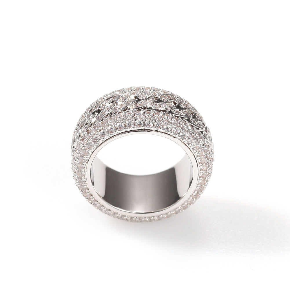 Hip-hop style zircon rotating Cuban ring - MERGE.DAY.1.FREESTYLE