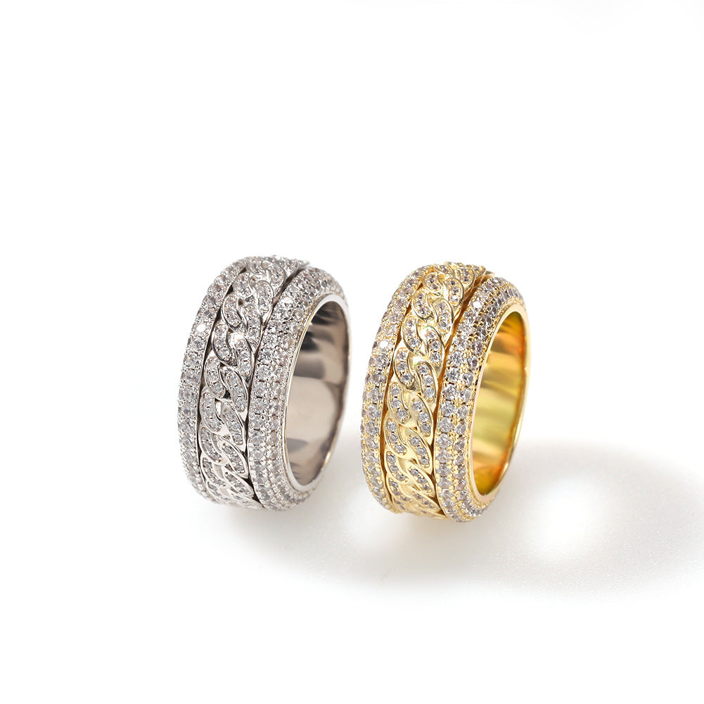 Hip-hop style zircon rotating Cuban ring - MERGE.DAY.1.FREESTYLE