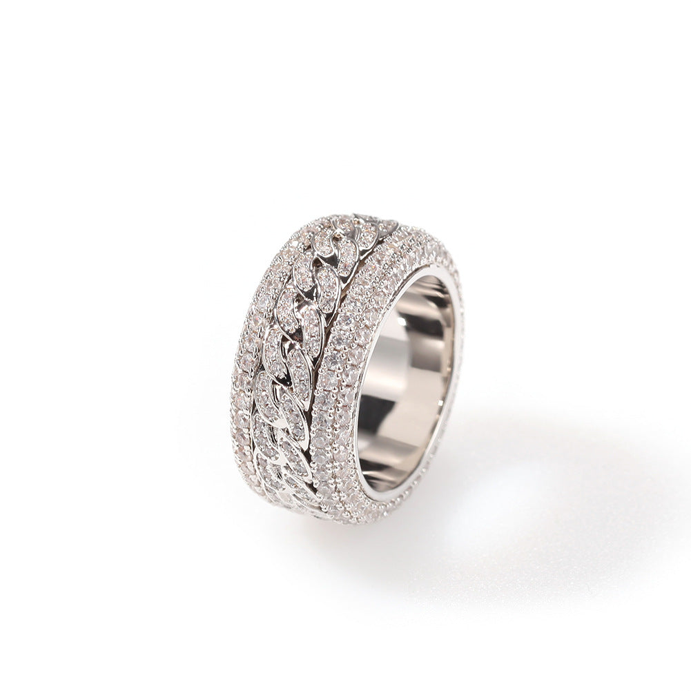 Hip-hop style zircon rotating Cuban ring - MERGE.DAY.1.FREESTYLE