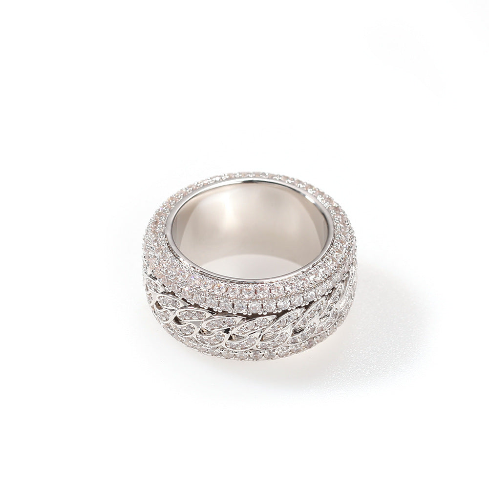 Hip-hop style zircon rotating Cuban ring - MERGE.DAY.1.FREESTYLE