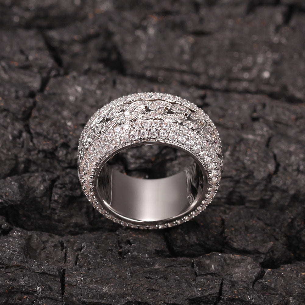 Hip-hop style zircon rotating Cuban ring - MERGE.DAY.1.FREESTYLE