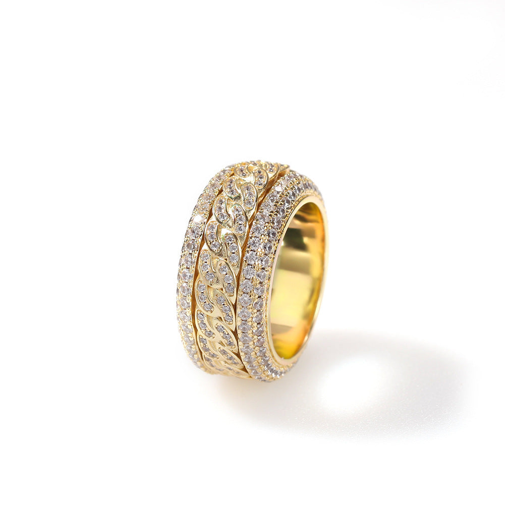Hip-hop style zircon rotating Cuban ring - MERGE.DAY.1.FREESTYLE