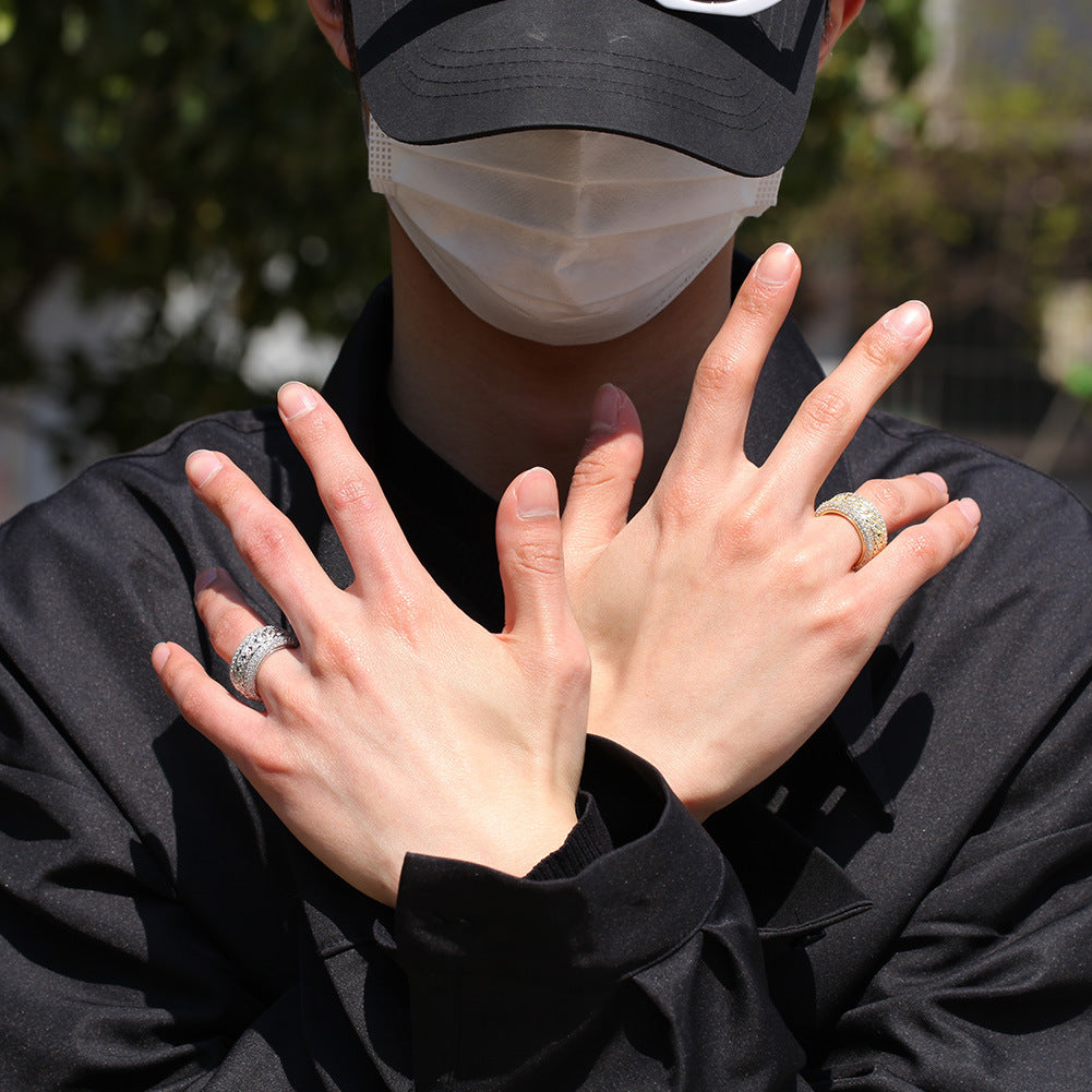 Hip-hop style zircon rotating Cuban ring - MERGE.DAY.1.FREESTYLE