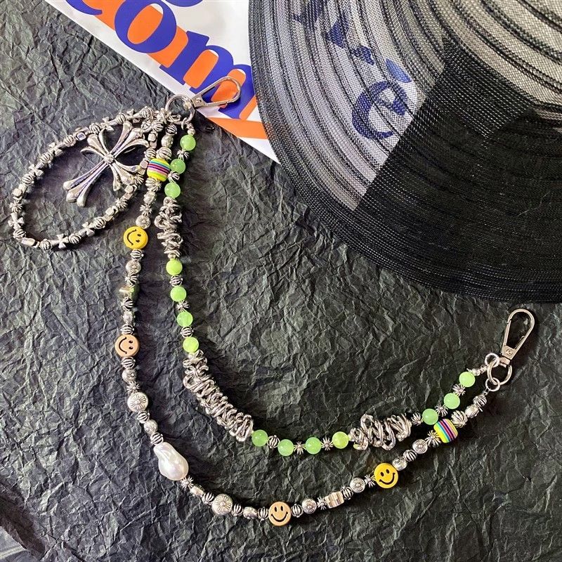 smiley face cross acrylic bead chain - MERGE.DAY.1.FREESTYLE