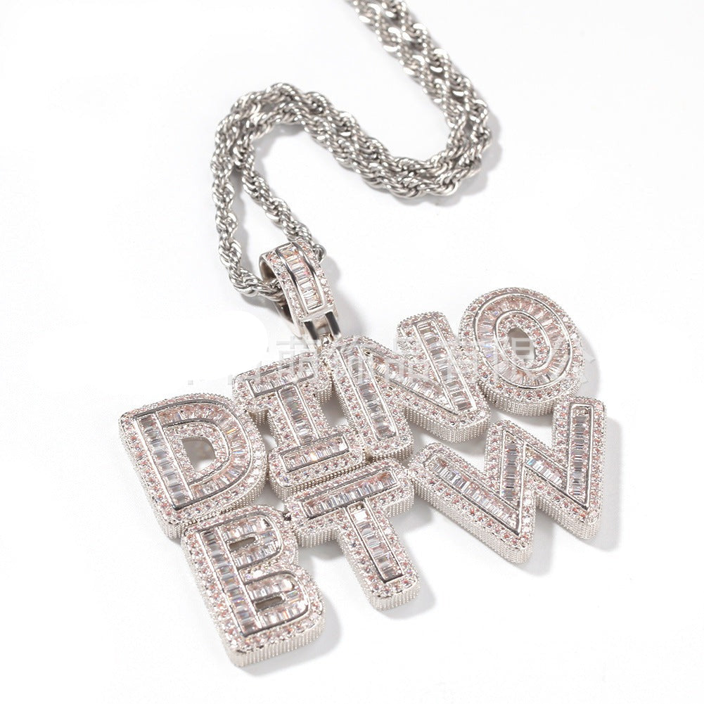 Personalized Rock Candy Diamond Alphanumeric Stitching Pendant Necklace - MERGE.DAY.1.FREESTYLE