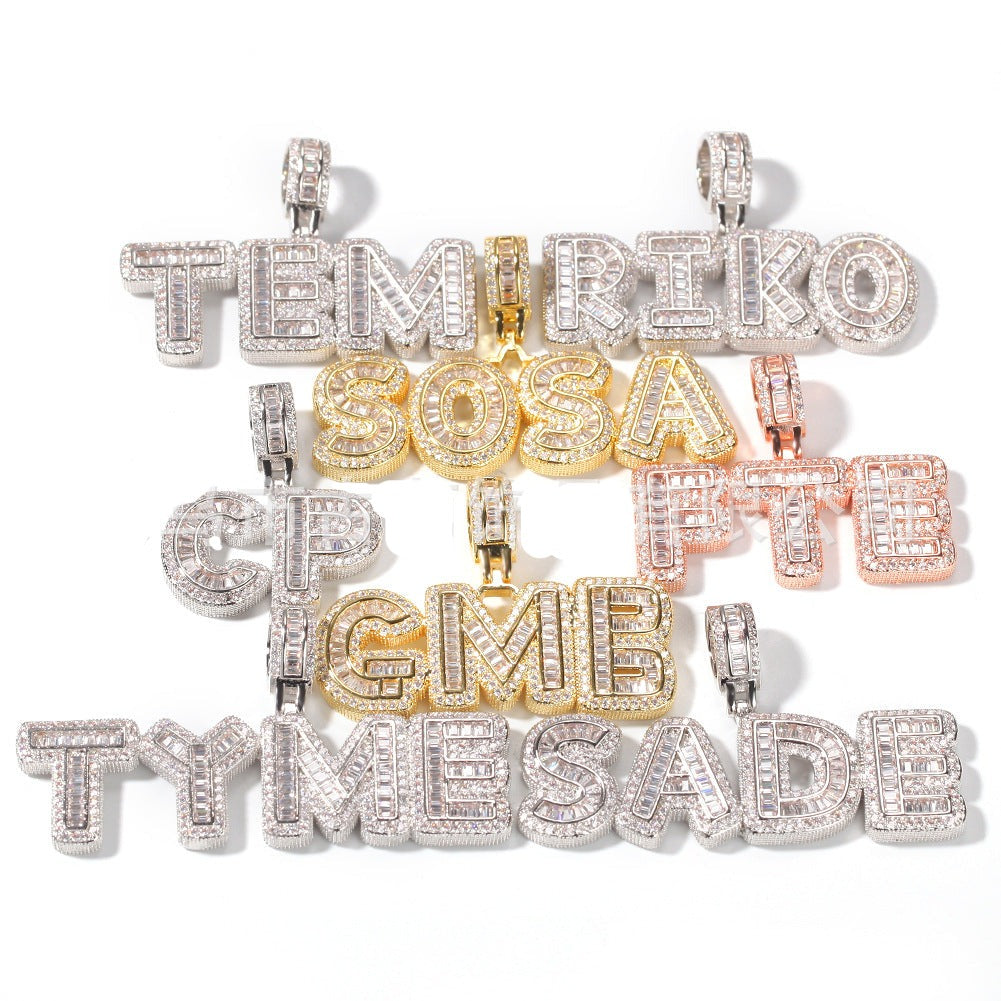 Personalized Rock Candy Diamond Alphanumeric Stitching Pendant Necklace - MERGE.DAY.1.FREESTYLE