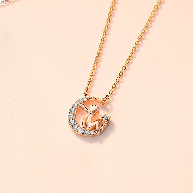 The little prince necklace s925 sterling silver star and moon pendant collarbone chain - MERGE.DAY.1.FREESTYLE
