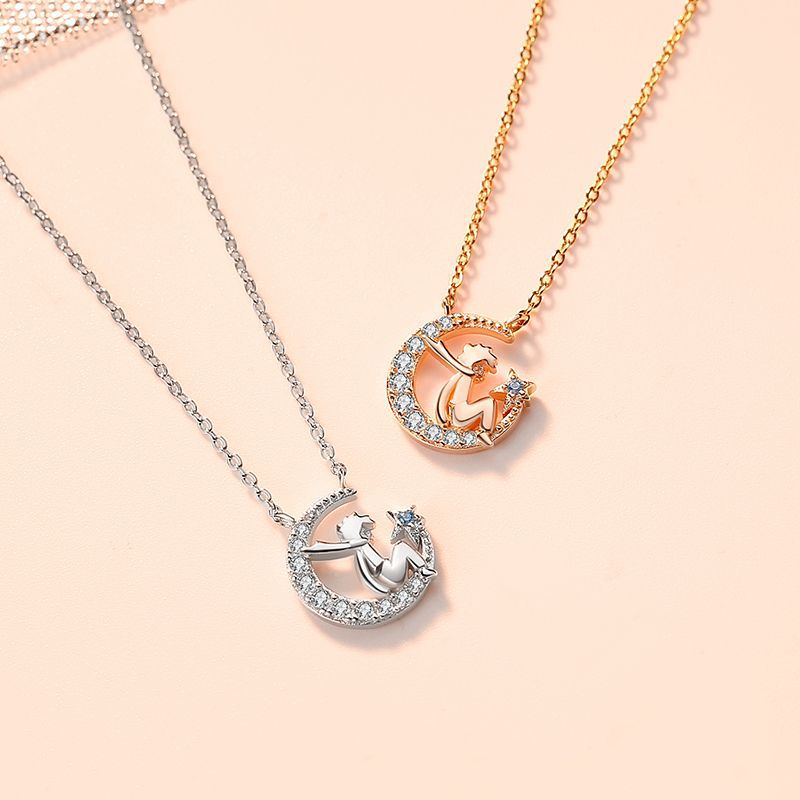 The little prince necklace s925 sterling silver star and moon pendant collarbone chain - MERGE.DAY.1.FREESTYLE
