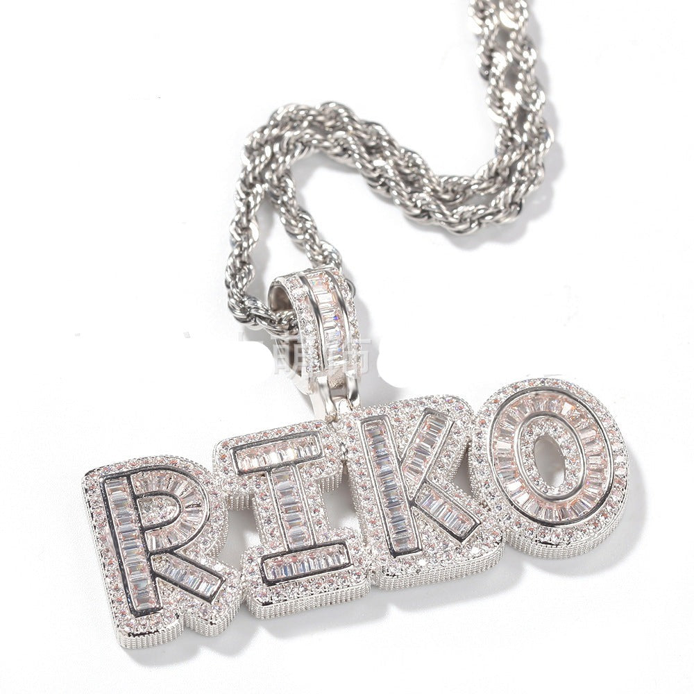 Personalized Rock Candy Diamond Alphanumeric Stitching Pendant Necklace - MERGE.DAY.1.FREESTYLE