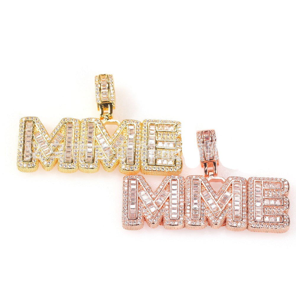 Personalized Rock Candy Diamond Alphanumeric Stitching Pendant Necklace - MERGE.DAY.1.FREESTYLE