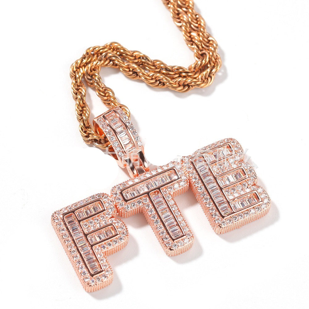 Personalized Rock Candy Diamond Alphanumeric Stitching Pendant Necklace - MERGE.DAY.1.FREESTYLE