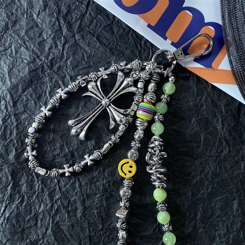 smiley face cross acrylic bead chain - MERGE.DAY.1.FREESTYLE