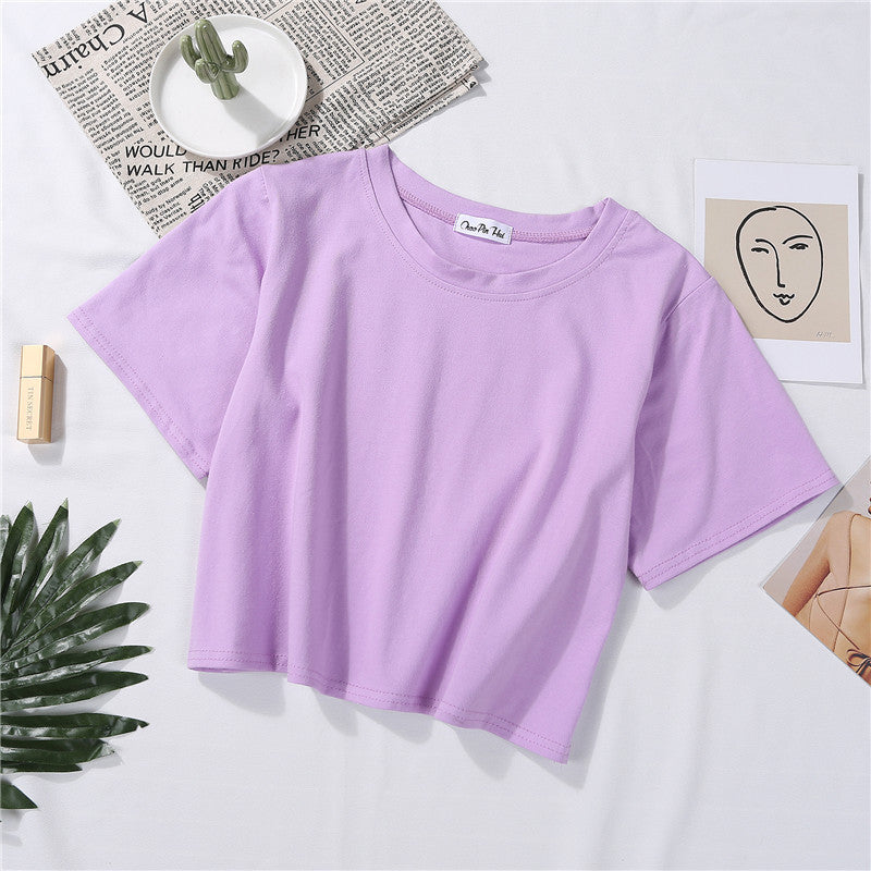 Loose solid color versatile short student T-shirt - MERGE.DAY.1.FREESTYLE
