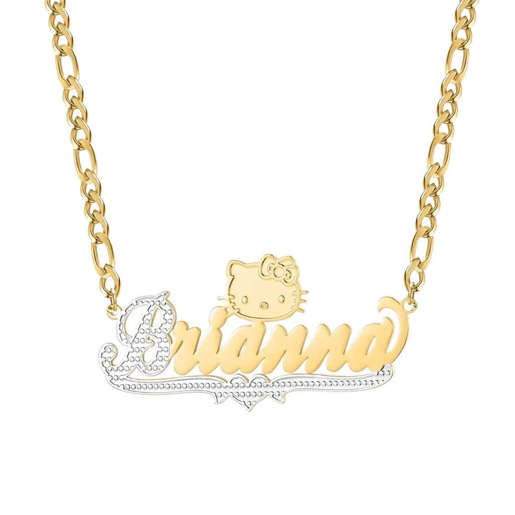 cut cat name necklace 14 karat gold name plates - MERGE.DAY.1.FREESTYLE