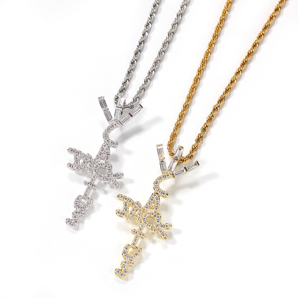 Hip-hop diamond-encrusted Cactus Jack letter necklace - MERGE.DAY.1.FREESTYLE
