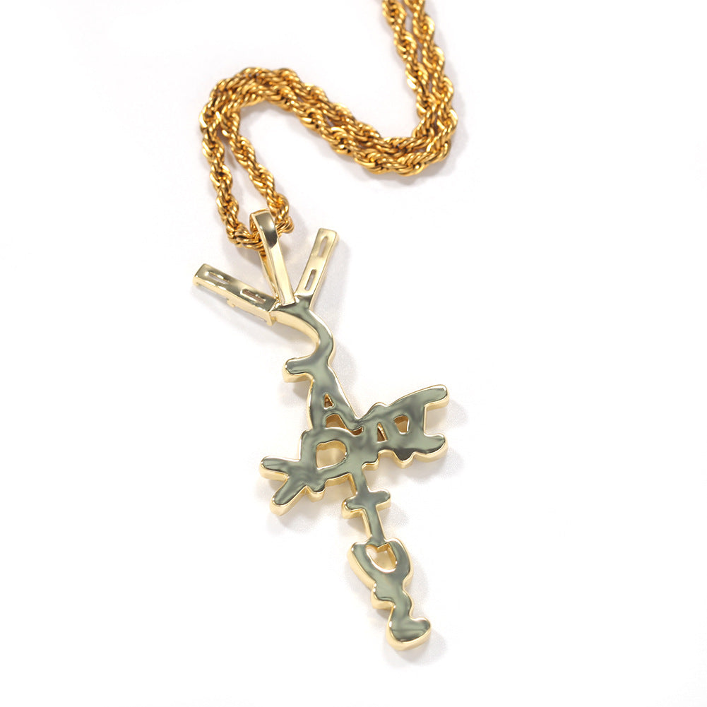 Hip-hop diamond-encrusted Cactus Jack letter necklace - MERGE.DAY.1.FREESTYLE