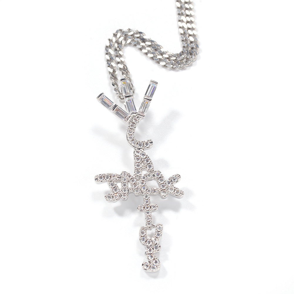 Hip-hop diamond-encrusted Cactus Jack letter necklace - MERGE.DAY.1.FREESTYLE