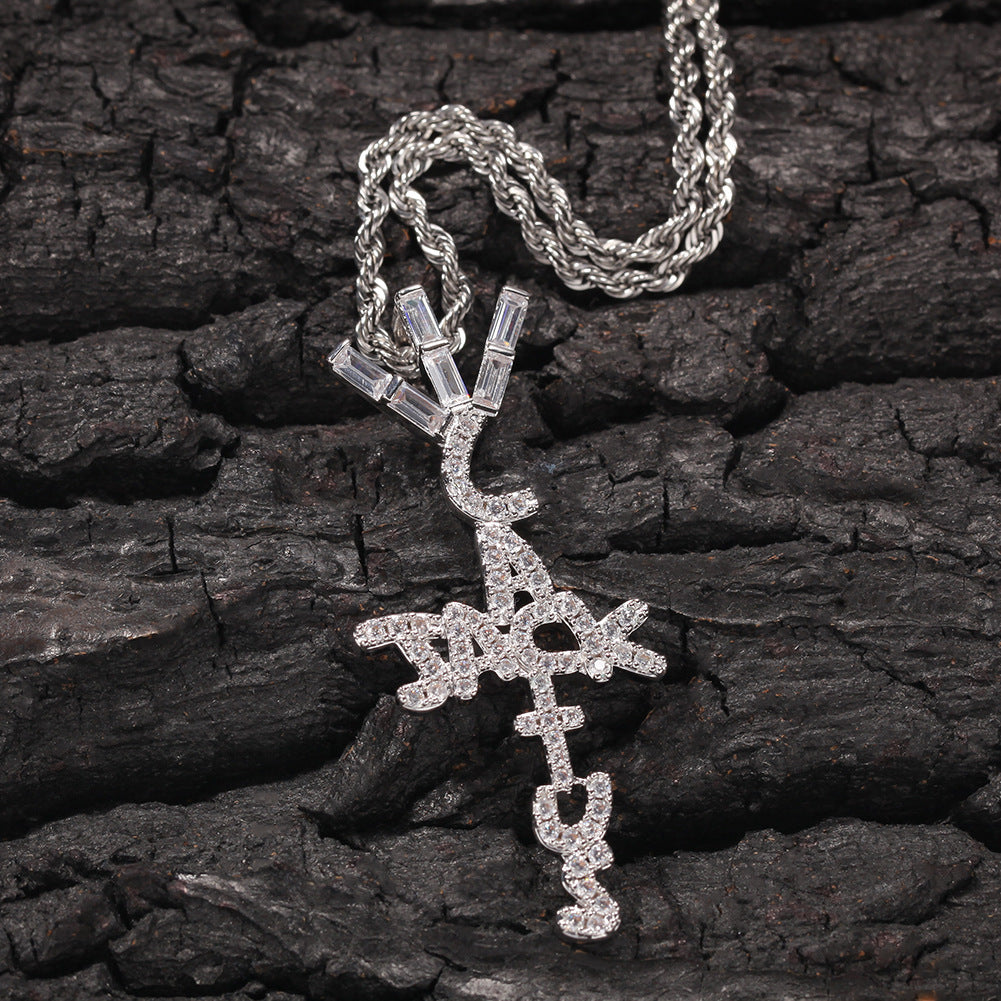 Hip-hop diamond-encrusted Cactus Jack letter necklace - MERGE.DAY.1.FREESTYLE