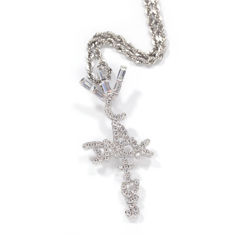 Hip-hop diamond-encrusted Cactus Jack letter necklace - MERGE.DAY.1.FREESTYLE