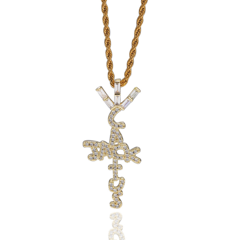 Hip-hop diamond-encrusted Cactus Jack letter necklace - MERGE.DAY.1.FREESTYLE