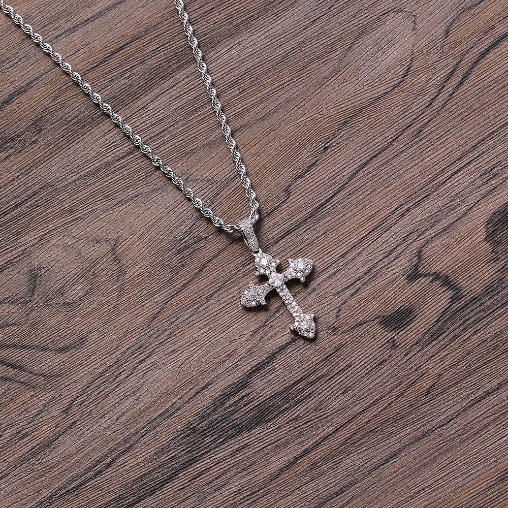 Full zirconium cross pendant couple necklace - MERGE.DAY.1.FREESTYLE