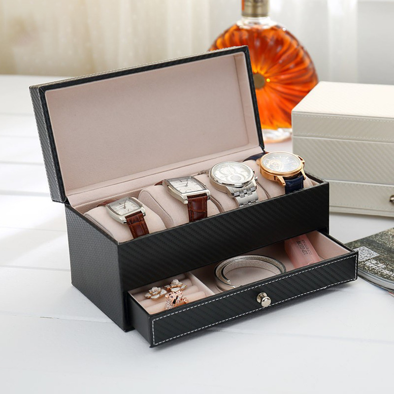 Men's drawer-style 4-seat leather watch display box - MERGE.DAY.1.FREESTYLE