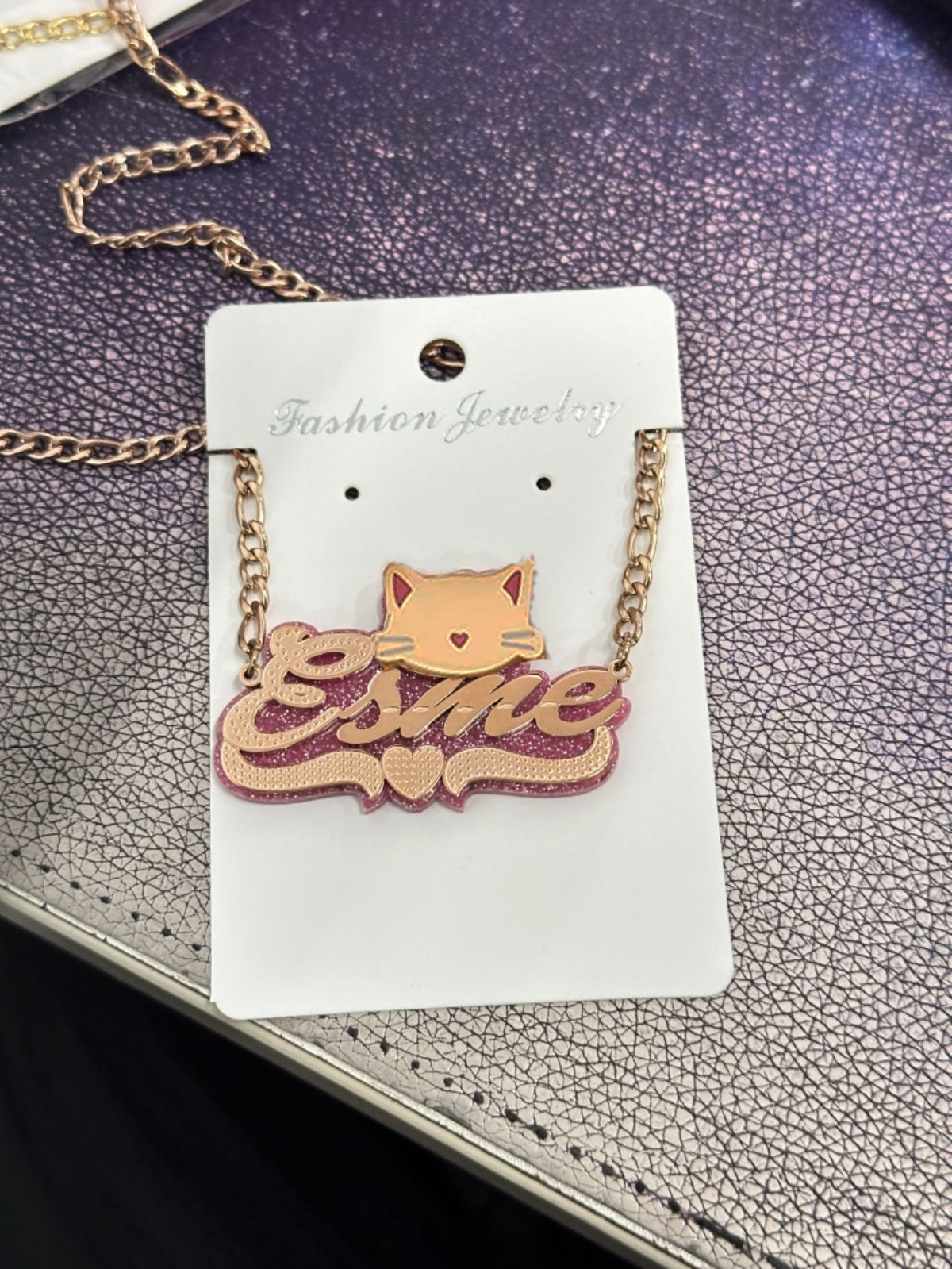 kitty name necklace 14 karat gold name plates - MERGE.DAY.1.FREESTYLE