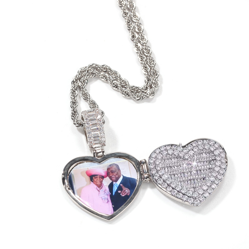 Large Size Heart Shape Custom Photo Locket Frame Pendant love necklaces for her - MERGE.DAY.1.FREESTYLE