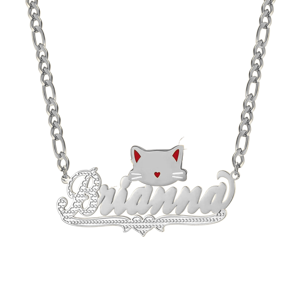 kitty name necklace 14 karat gold name plates - MERGE.DAY.1.FREESTYLE