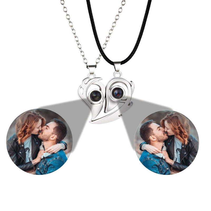 matching couples necklaces for Projection Photo Heart Magnetic Necklace - MERGE.DAY.1.FREESTYLE