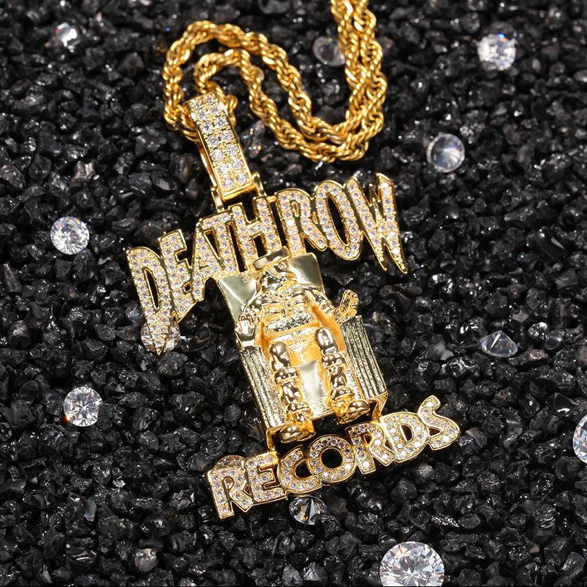 DEATHROW necklace inlaid with zircon and featuring hip-hop lettering - MERGE.DAY.1.FREESTYLE