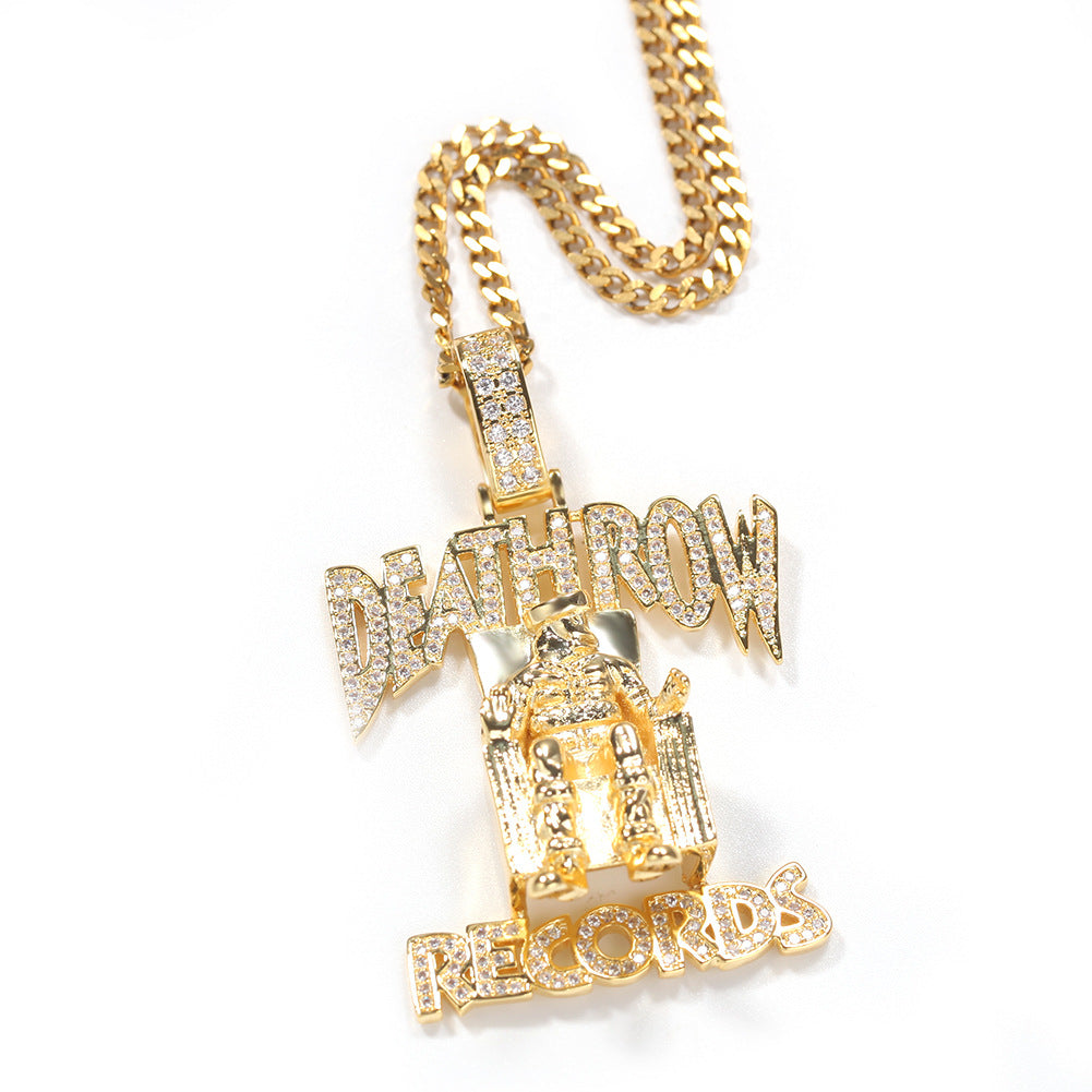DEATHROW necklace inlaid with zircon and featuring hip-hop lettering - MERGE.DAY.1.FREESTYLE