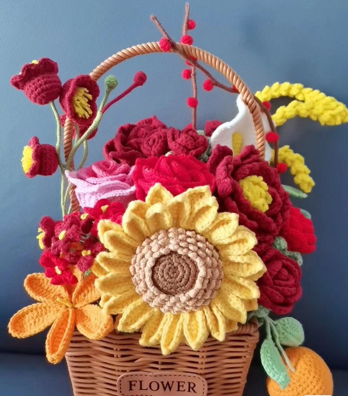 Sunflower hand-knitted flowers wool crocheted gift flower - MERGE.DAY.1.FREESTYLE