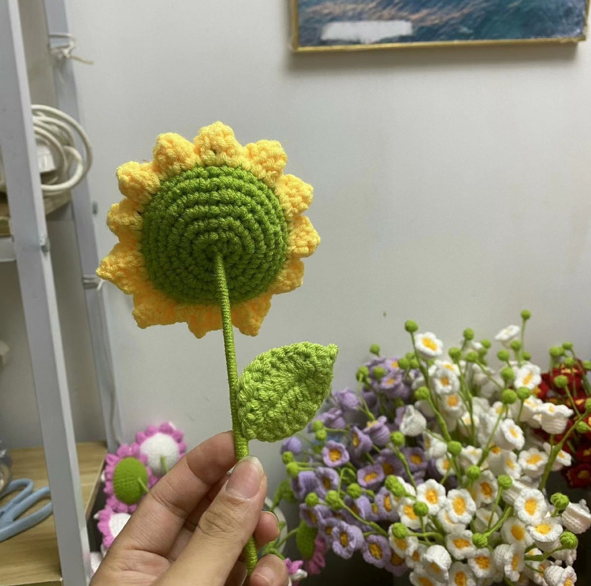Sunflower hand-knitted flowers wool crocheted gift flower - MERGE.DAY.1.FREESTYLE