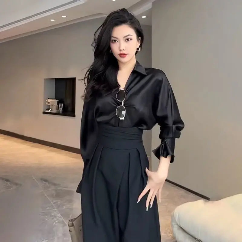 Magic High Waist Loose Straight Drooping Mopping Casual Trousers - MERGE.DAY.1.FREESTYLE