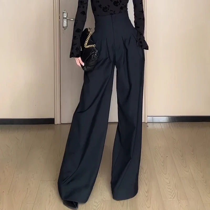 Magic High Waist Loose Straight Drooping Mopping Casual Trousers - MERGE.DAY.1.FREESTYLE